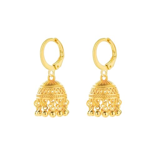 Indian Jhumki Bell Hoop Vintage Statement Earrings for Women Retro Ethnic Bohemian Hollow Jhumka Round Bells Tassel Dangle Drop Earring Bollywood Traditional Boho Gypsy Huggie Hoops Jewelry Gift