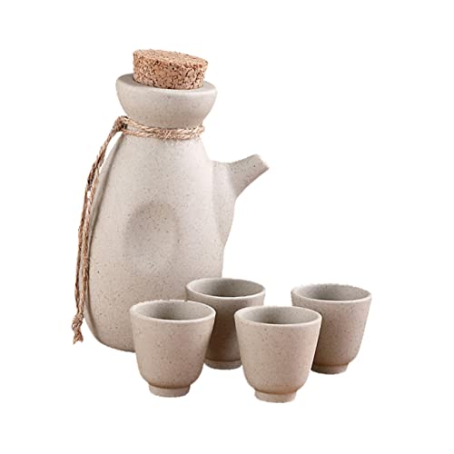 Cabilock Luxury Ceramic Sake Pot and Cups Japanese Style Liquor Holder Decorative Wine Serving Pot