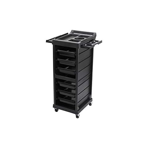 Salon Style Beauty Furniture Hair Styling Storage Station Tray Holder Black with 6 Drawers & 4 Rolling Wheels for Stylist Hairdresser Salon Trolley Cart Cover