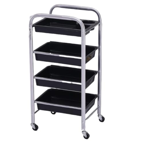 BOGAZY Kosmetikwagen Schönheitssalonwagen Silber, 4-Tiers