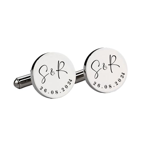 2 Manschettenknöpfe mit Gravur für Männer in Silber Motiv 03, personalisiertes Geschenk mit...