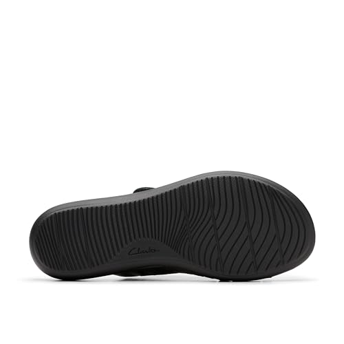 Clarks Clarks Collection Women's Laurieann Ruby Flat Sandal, Black Leather, 8 Medium US