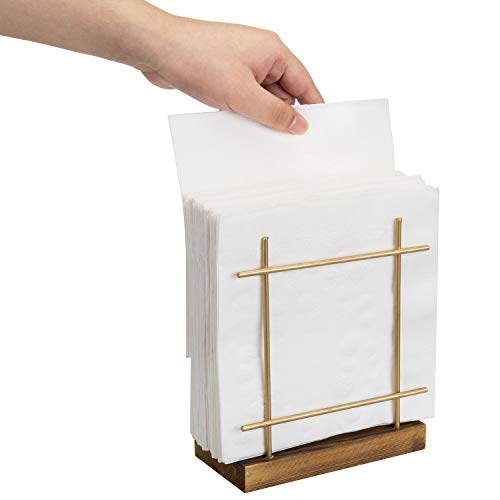 Mygift KIT2467DKBRN Contemporary Brass-Tone Wire Metal Upright Napkin Holder thumb #6