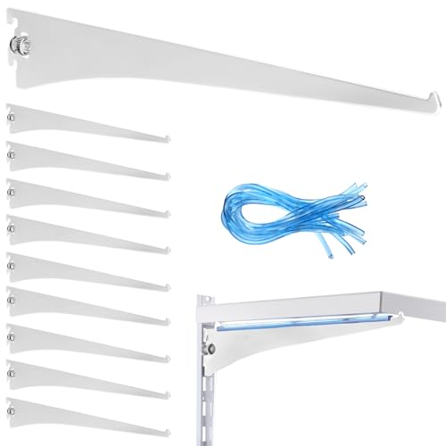 Gisafai 10 Pack Shelf Bracket Adjustable Shelving Brackets Single Track Twin Track System Metal Stand for Shelving Shelf Standard Stand for Stores Closet Kitchen(White 12 Inch)