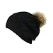 BENHAI Cappello Lavorato A Maglia Autunno E Inverno da Donna in Pura Lana Ispessita Caldo E Peluche Cappello di Lana Casual Carino Taglia Unica - Nero Peluche