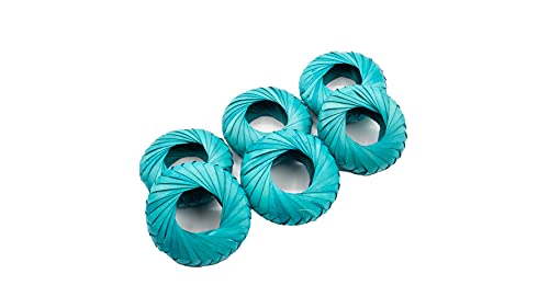 Napkin Rings Rustic Hand Woven Set Of Colorful Ring Holder Coastal Tropical Beachy Napping Rings For Thanksgiving Xmas Wedding Everyday Dinning Table Parties (6X, Turquoise) #TOP3
