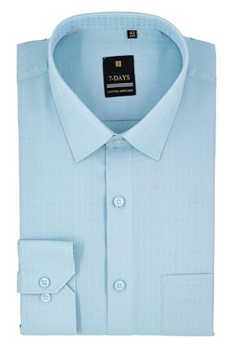 Image of 7-DAYS Premium Men's Formal Shirts - Cotton, Self-Design, Full Sleeve, Regular Fit, with Pocket, Stylish Office Shirts for Men