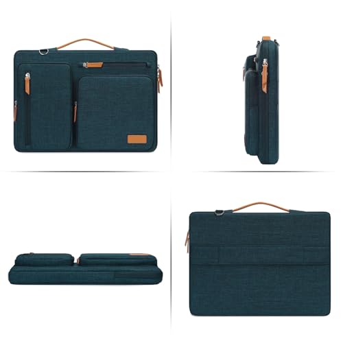 Image of MOSISO 360 Protective Laptop Shoulder Bag,17-17.3 inch Computer Bag Compatible with MacBook, HP, Dell, Lenovo, Asus Notebook,Side Open Messenger Bag with 4 Zipper Pockets&Handle, Teal Green