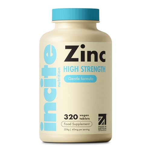 Zinc 40mg - 12+ Month’s Supply - High Strength 400 Premium Tablets - Zinc Supplements Suitable for Vegetarian & Vegans - Maximum Strength Quality Pure Zinc Tablets - Support Immune System - Made in UK