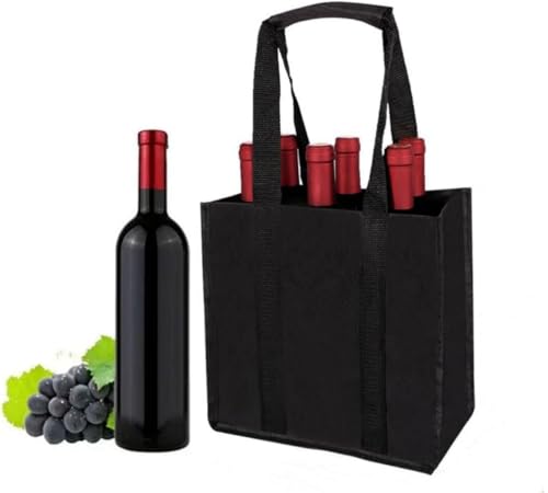 YSTrillion Bolsas para Botellas,Bolsa Portabotellas de Vino con 6 Compartimentos,Bolsa de Vino,Reutilizables Bolsa de Transporte para Cerveza,Bebidas 27 x 18 x 27 cm