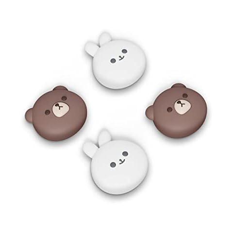 playvital Chubby Bear & Smiley Bunny Joystick Caps for Nintendo Switch, Thumbstick Caps for Switch Lite, Analog Cover for Switch OLED Joycon Thumb Grip Caps for Switch & Switch Lite & Switch OLED Cover