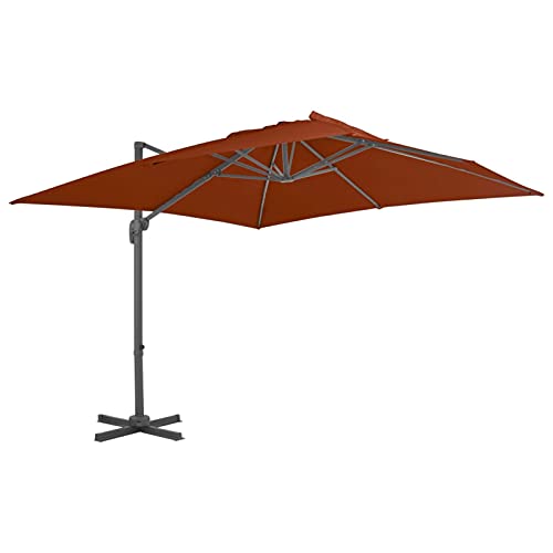 Parasol excentré 300x300 cm mât aluminium terracotta pour jardin et terrasse