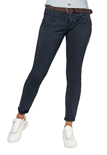 Urban Surface Damen Chino Stoff-Hose mit Flecht-Gürtel Blue XXL