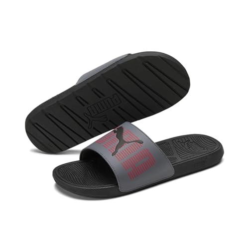PUMA Men's Cool Cat 2.0 Slide Sandal, TRIPLE VISION-Cool Dark Gray-For All Time Red-PUMA Black, 11