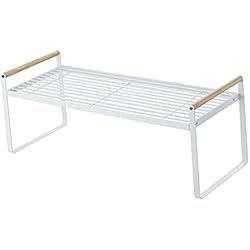 Organizacion Estanterias HERCHR Organizadores De Estantes De Gabinete, Estante Expandible para Gabinete De Cocina, Organizador De Estante De Especias Ajustable para Gabinete, Taburete De Mostrador Ajustable(Large-Blanco)