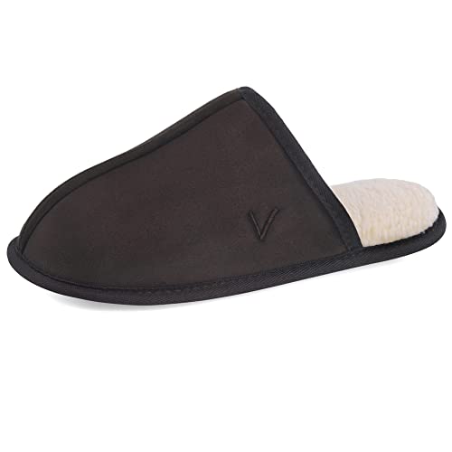 Image of Mens Scuff Slippers Micro Suede Memory Foam Slide Clogs Slip on Indoor Outdoor House Shoes