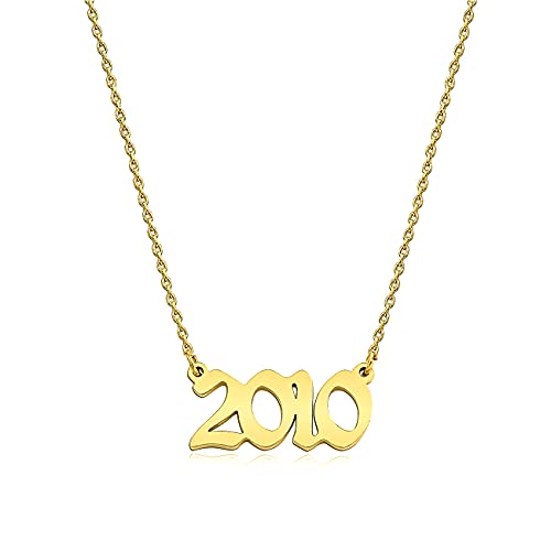 Ovian Birth Year Number Necklace for Women 18K Gold Plated Stainless Steel Birthday Pendant Necklace Memorable Anniversary Jewelry