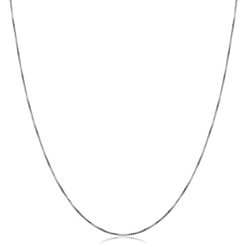 Kooljewelry 10k White Gold 0.5 mm Venetian Box Chain Necklace (16, 18, 20, 22, 24, 30 or 36 inch)