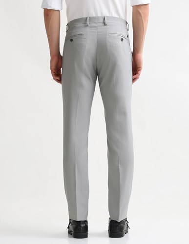 Image of Arrow Textured Tapered Fit Formal Trousers for Men - Full Length Formal Pants for Men Office Wear