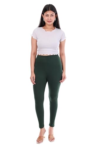 Image of TPF Women Solid Cotton Lycra Stretchable Leggings | Comfortable Ankle-Length Slim Fit Leggings for Women & Girls | Soft, Breathable Wear Bottoms