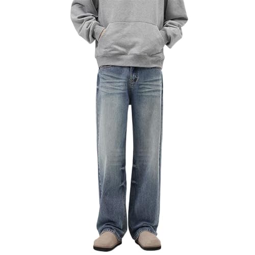 Men's Blue Pants Relaxed Straight Leg Stretch Jeans