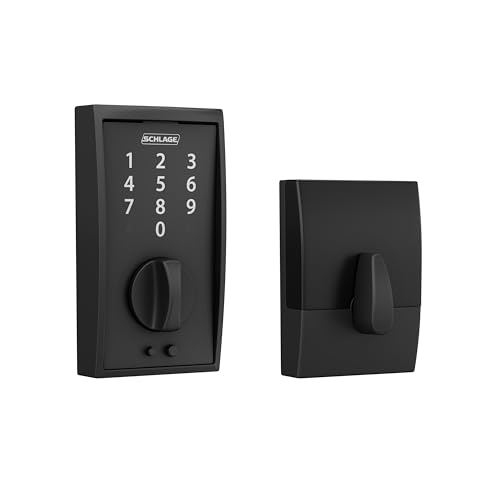 SCHLAGE BE375 CEN 622 Touch Keyless Touchscreen Electronic Deadbolt Lock, Matte Black