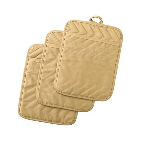 Anyi Pot Holders and Oven Mitts 7" X 9" Heat Resistant Cotton Pocket Pot Holder Set Feature of Non Slip Kitchen Hot Pad Oven Mitts, 3-Pack (Mojave Desert) Cover