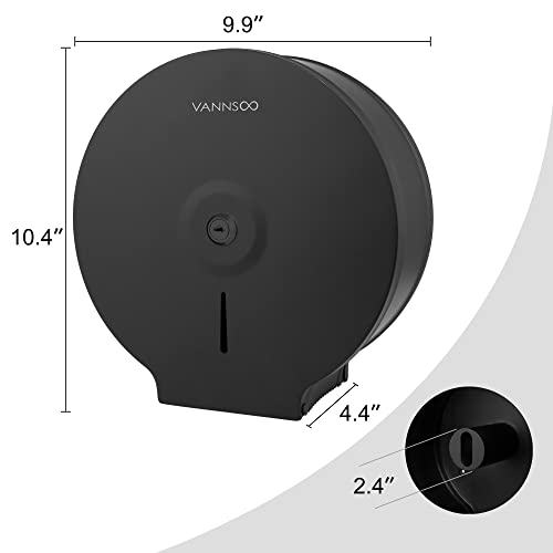 VANNSOO Commercial Jumbo Toilet Paper Dispenser, Wall Mount Stainless Steel 9 Inch Roll Toilet Paper Holder Bath Tissue Dispenser with Lock Key (Black) by VANNSOO - Image 4