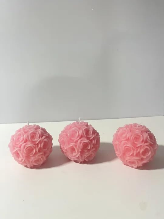 Candele profumate della sfera della rosa, candela rosa scolpita