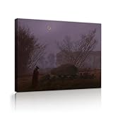 GUANMING Promenade au crépuscule 1835 Par Caspar David Friedrich Toile Affiche Imprimer Image Œuvres d’art Art mural pour Salon Décor de bureau à domicile 70x84cm Cadre intérieur