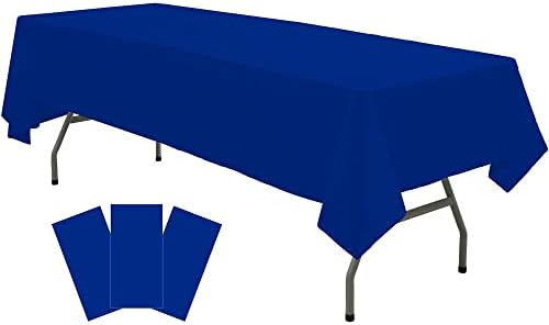 Plastic Royal Blue Tablecloths 3 Pack Disposable Table Covers 54" x 108" Dark Blue Table Cloths PEVA Party Tablecovers for Parties Picnic Birthday Wedding Banquet, Fits 6 to 8 Foot Rectangle Tables