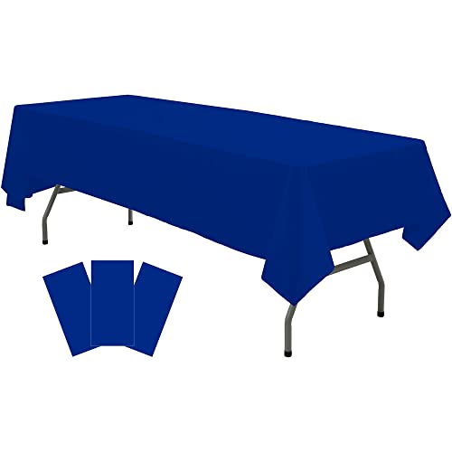 Plastic Royal Blue Tablecloths 3 Pack Disposable Table Covers 54" X 108" Dark Blue Table Cloths Peva Party Tablecovers For Parties Picnic Birthday Wedding Banquet, Fits 6 To 8 Foot Rectangle Tables #TOP3