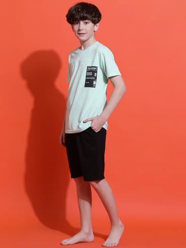 Image of Li'l Tomatoes Boys 100% Cotton Night Suit | Summer T-Shirt & Shorts Set | Soft & Breathable Sleepwear | 9-16 Years