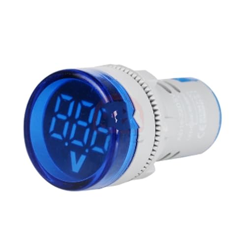 交流電圧表示デジタルLED電圧計 6-100V DC 12V 24V 22mm 丸型 LED デジタル表示 電圧計 信号灯 電圧テスター 計測ツール(Blue)