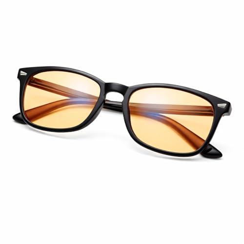 Solmoon Gafas Luz Azul Hombre y Mujer – Gafas Anti Luz Azul con Filtro Ámbar Naranja – Gafas para Ordenador y Gaming – Bloqueo Luz Azul para Pantallas – Incluye Estuche Rígido