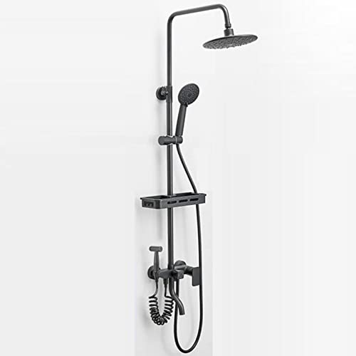 Mitigeur de douche noir avec pommeau effet pluie pour salle de bain moderne