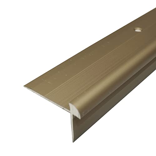 C29 42 x 28mm Anodised Aluminium LVT Stair Nosing Edge Profile for 5mm Flooring - Champagne, 2.7m