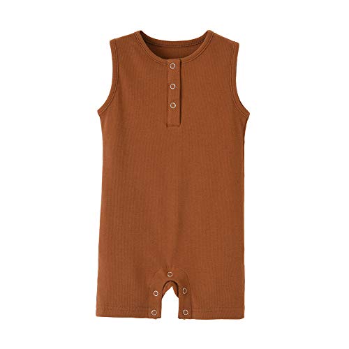 La Mejor review de Ranita bebe Top cinco. 32 Teach Leanbh - Mono de algodón sin Mangas con Botones para bebé (3 a 24 Meses), Coffee, 6-12 Meses