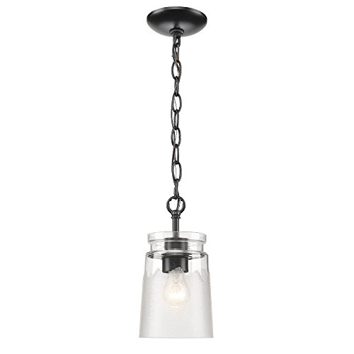 Golden Lighting 1405-M1L BLK-Cag Travers Mini Pendant, Black