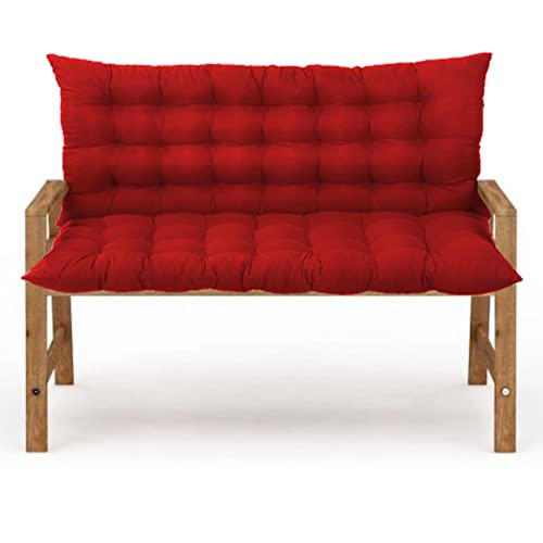 Coussin de banc de jardin épais 8cm rouge avec dossier grand confort