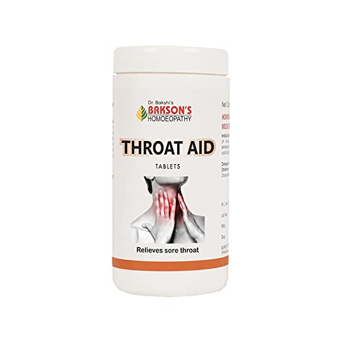 Image of Dr. Bakshi's BAKSON'S HOMOEOPATHY THROAT AID TABLETS | For Throat Pain & Dryness | Relieves Sore Throat | 200 Tablets