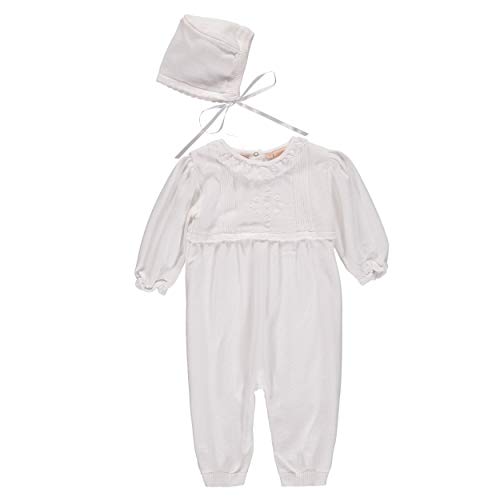 Carriage Boutique Baby Girls Hand Embroidered Coverall Flowers And Lace With Matching Bonnet #TOP5