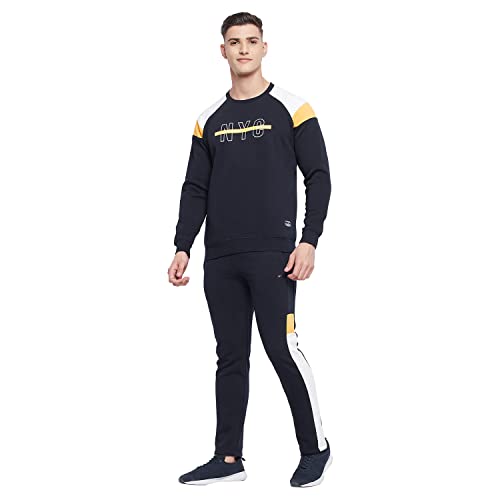 Image of LIVFREE Neva Mens Round Neck Chest Alphabetical Printed Winter Tracksuit