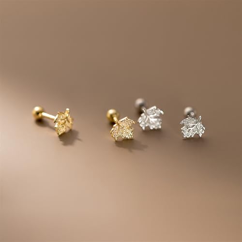 20g Cute Maple Leaf Stud Earrings 925 Sterling Silver Screw Black for Women Leaves Tiny Cartilage Statement Earring Prom Wedding Bridal Autumn Piercing Body Jewelry Gift Fall Thanksgiving Xmas4