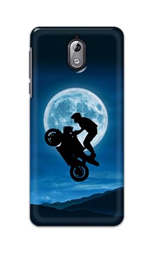 Image of Printed Hard Back Cover for Nokia 3.1 Back Cover (Biker On Moon) -190724(DP)