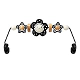 TinlyFinly Baby Bouncer Toy Bar Wooden Compatible with Baby Bjorn Bouncer, Bouncer Toy Attachment Tight and Secure Fit, So Fun to Watch, Touch and Spin for Babies All Ages (Black and White Flower)