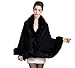BEAUTELICATE Châle Tricoté Étole en Fausse Fourrure Cape Chaud De Femme Mariage Hiver Soirée Mariée Cérémonie(Taille Unique, Motif Rose & Fausse Fourrure - Noir)