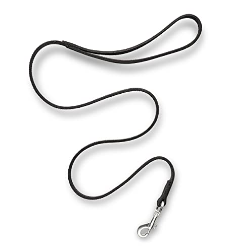Premium Leder Hundeleine Shorty 1m - Vollleder Hundeleine - Führleine mit Bolzen-Karabiner - Shorty (Schwarz)