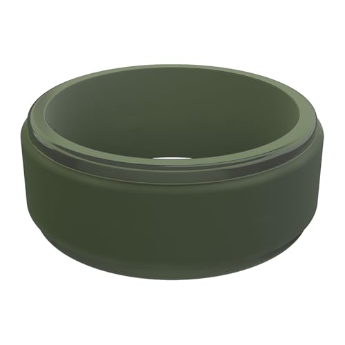 QALO Men's Silicone Wedding Rings – 8.5mm Wide x 2.5mm Thick – Durable Men Rubber Wedding Ring, Skin-Friendly, All Day Wearable, Flexible Band for Active Lifestyle – Pine Green, 08