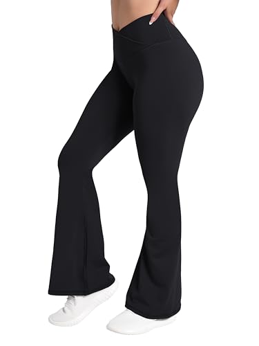 Image of Sunzel Flare Leggings, Crossover Yoga Pants with Tummy Control, High-Waisted and Wide Leg